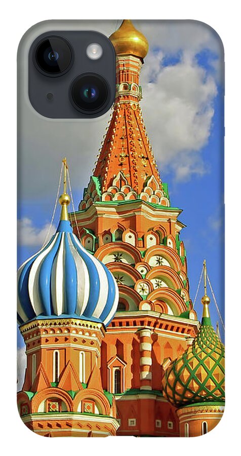 Travel iPhone 14 Case featuring the photograph St Basil Onion Domes by Tom Watkins PVminer pixs