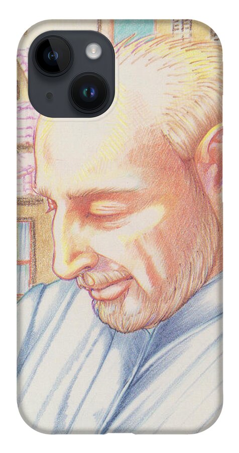 St. Ignatius iPhone 14 Case featuring the drawing St. Ignatius at Prayer in Rome by William Hart McNichols