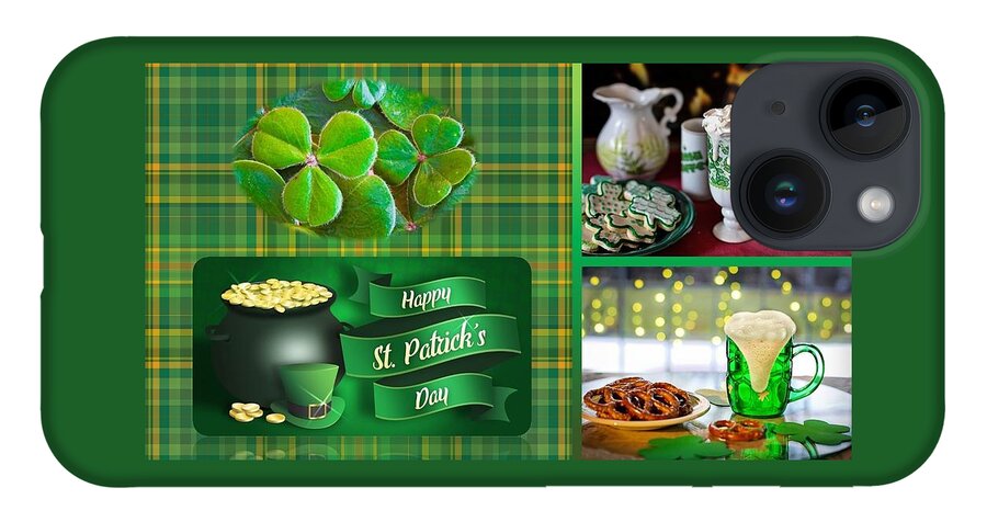 Irish iPhone 14 Case featuring the mixed media St. Patrick's Day Celebration by Nancy Ayanna Wyatt