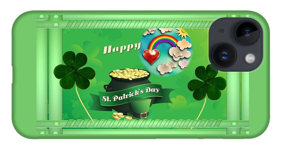 St. Patrick's Day iPhone 14 Case featuring the mixed media St. Patrick's Day for Kids by Nancy Ayanna Wyatt