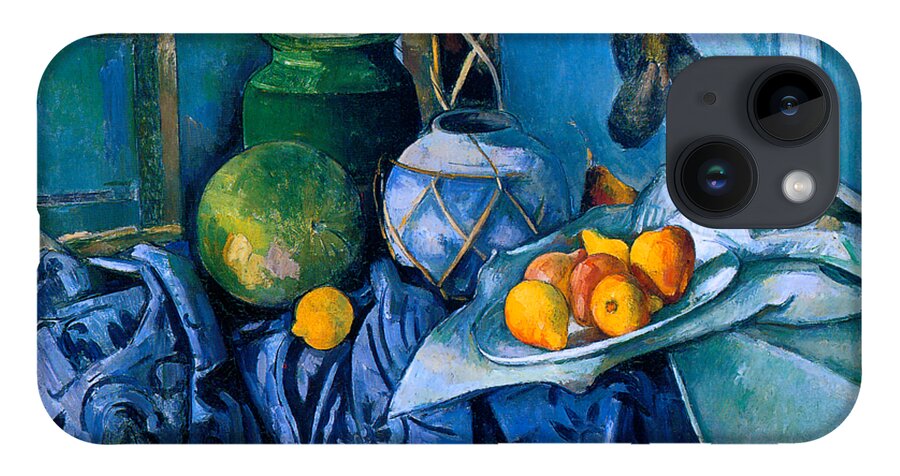 Cezanne iPhone 14 Case featuring the painting Still Life with a Ginger Jar and Eggplants 1893 by Paul Cezanne