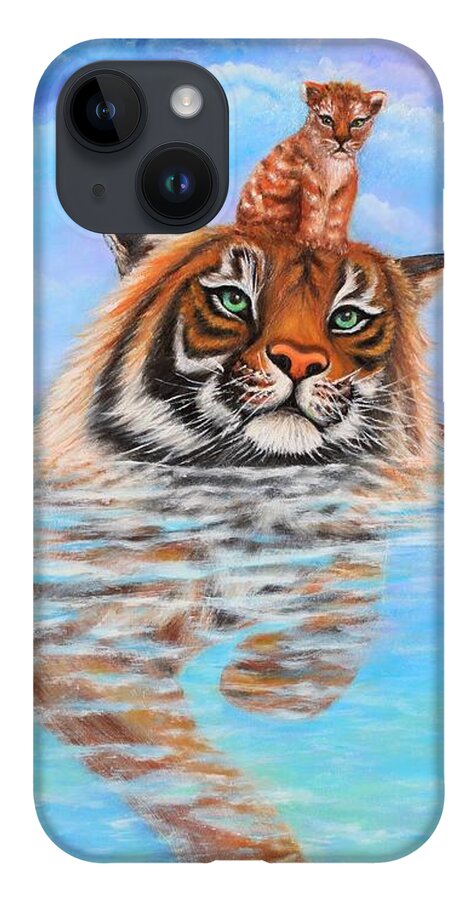 Wall Art Home Decor Tiger Baby Tiger Blue Sky Blue Water Clouds Stormy Clouds Lake Gift For Him Gift For Her Art Gallery Siberian Tiger Amur Tiger iPhone Case featuring the photograph Storm is Coming by Tanya Harr