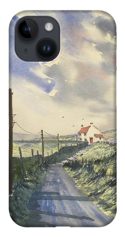 Watercolour iPhone 14 Case featuring the painting Storm on the road to Halton Gill by Glenn Marshall