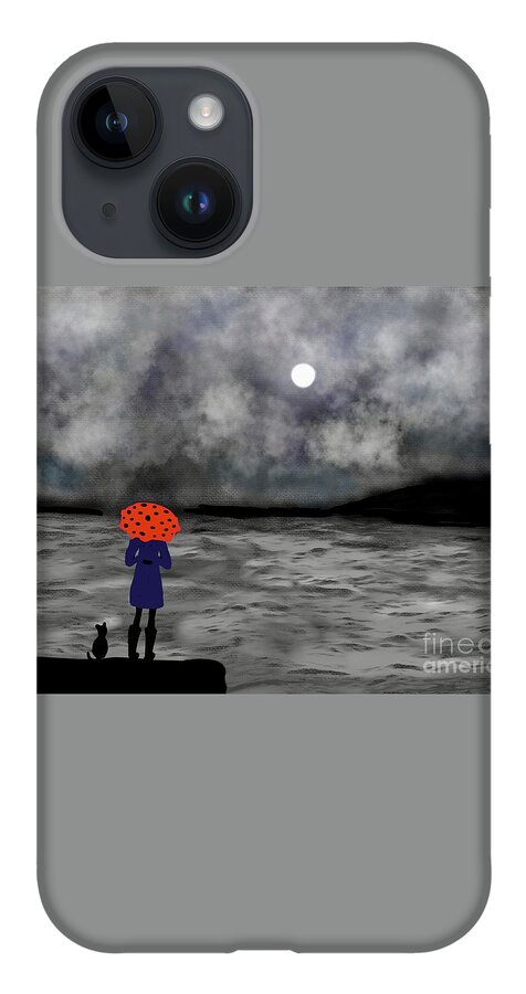 Stormy Weather Poster iPhone 14 Case featuring the digital art Stormy weather forecast by Elaine Hayward
