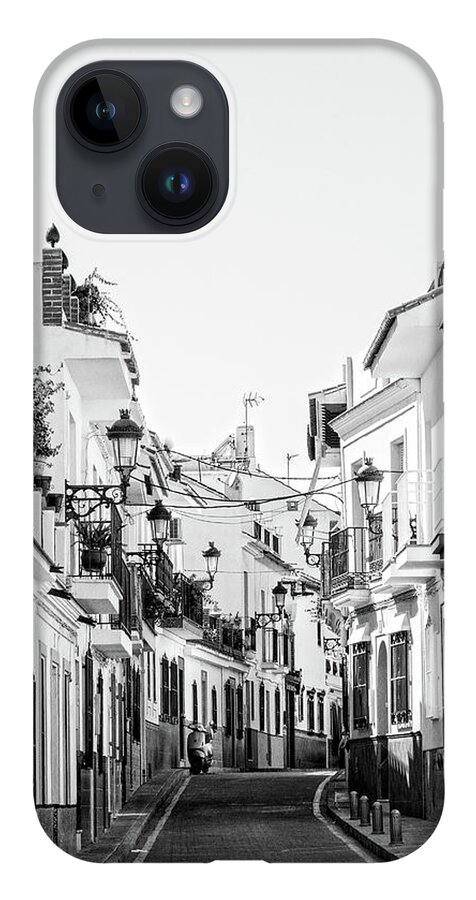 Black And White iPhone 14 Case featuring the photograph Street in Nerja by Naomi Maya