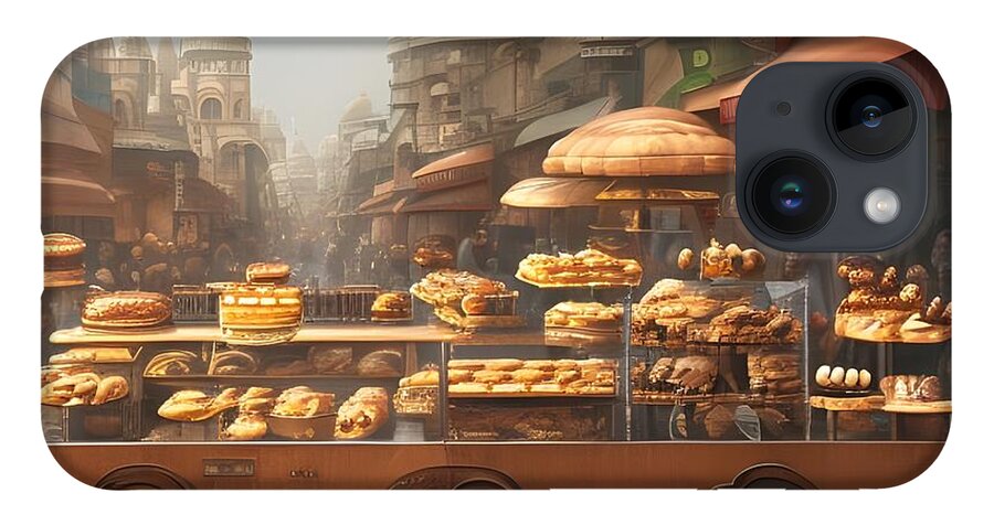Digital Bread Pastry Cart Vendor iPhone Case featuring the digital art Street Pastry Cart by Beverly Read