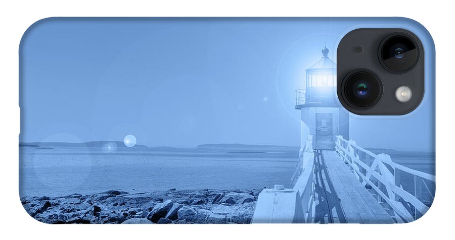 Classic iPhone 14 Case featuring the photograph Stylized classic blue hour Marshall Point Lighthouse Maine by Marianne Campolongo