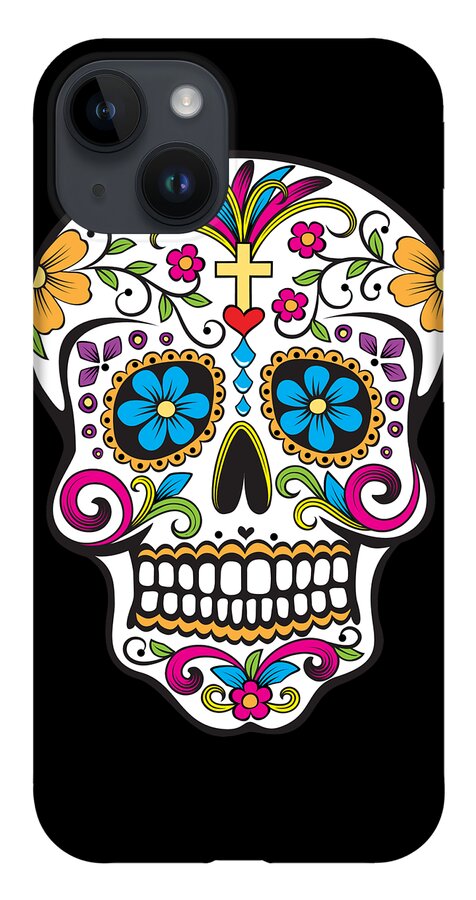 Halloween iPhone Case featuring the digital art Sugar Skull Day of the Dead by Flippin Sweet Gear