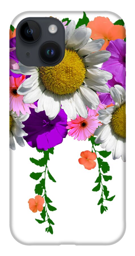 Summer iPhone Case featuring the digital art Summer Daisy Floral Bouquet by Delynn Addams