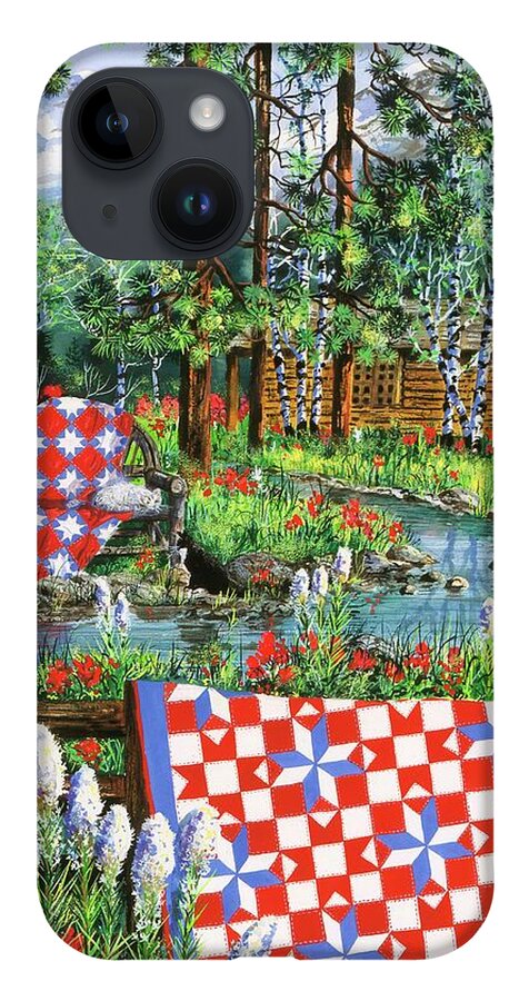 Log Cabin iPhone 14 Case featuring the painting Summer Dream by Diane Phalen