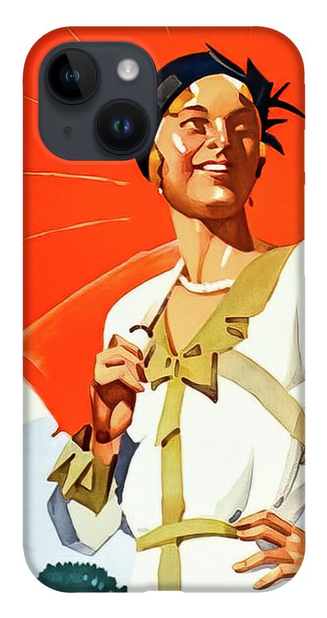 Classic iPhone 14 Case featuring the drawing Summer in Germany Travel Poster 1924 by M G Whittingham