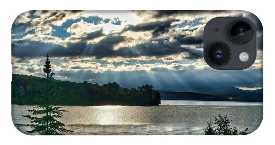 Sun iPhone Case featuring the photograph Sun Rays and Storm Clouds Over Rangeley Maine by Russel Considine