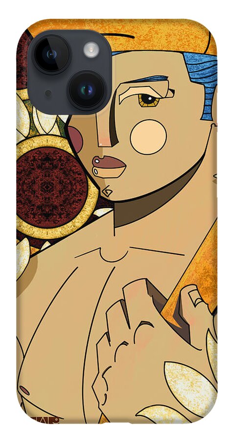 Sunflowers iPhone 14 Case featuring the painting Sunflower Boy by Oscar Ortiz