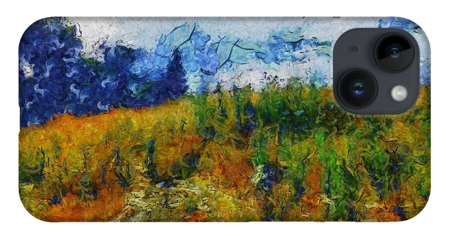 Sunflower iPhone Case featuring the mixed media Sunflower Hill by Christopher Reed