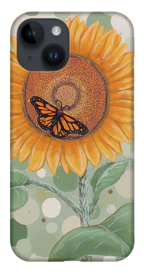 Sunflower iPhone Case featuring the painting Sunflower Polkadot A Garden's Tale by Kenneth Pope