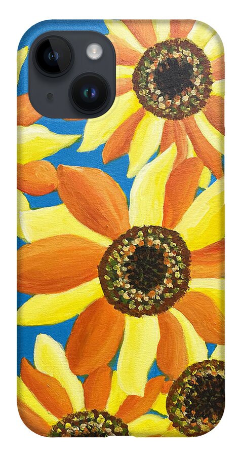 Sunflower iPhone 14 Case featuring the painting Sunflowers Five by Christina Wedberg