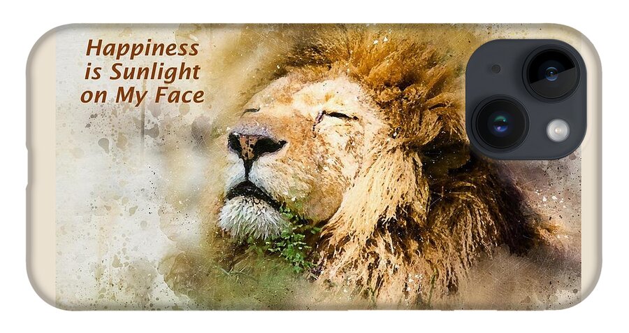 Lion iPhone 14 Case featuring the mixed media Sunlight on My Face by Nancy Ayanna Wyatt