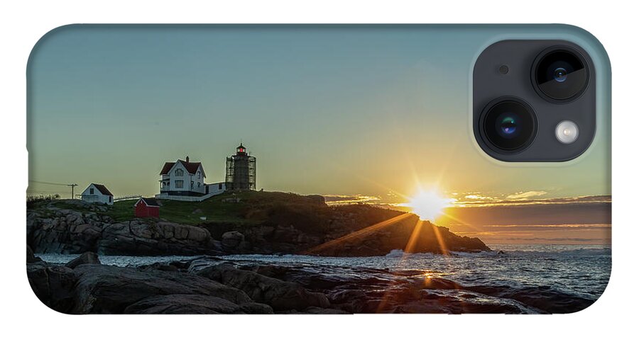 Lighthouse iPhone 14 Case featuring the photograph Sunrise at Nubble by Rod Best