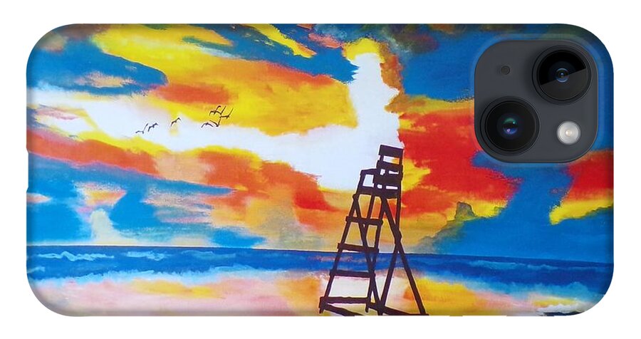 Seascape iPhone 14 Case featuring the painting Sunrise Before the Storm by Kathie Camara