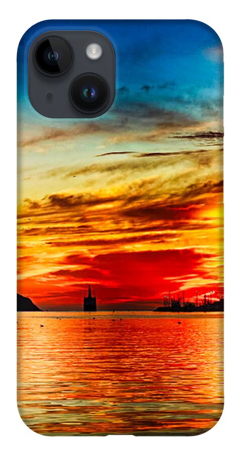 Sunrise iPhone 14 Case featuring the photograph Sunrise colors in St.Johns Newfoundland by Tatiana Travelways