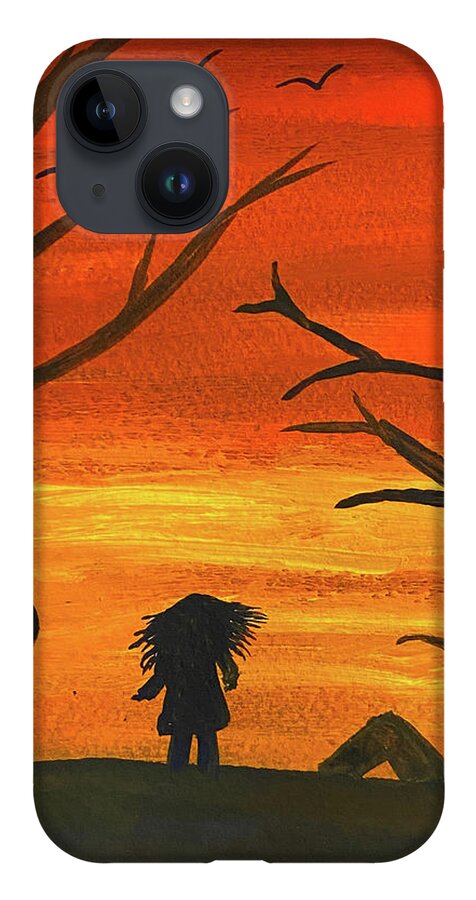 Sunset iPhone 14 Case featuring the painting Sunset Adventure by Lisa Neuman