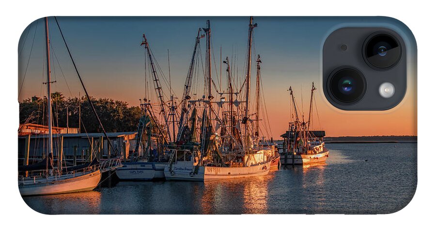 Sunset iPhone 14 Case featuring the photograph Sunset at Shem Creek, Charleston by Marcy Wielfaert