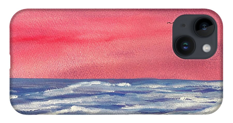 Sunset iPhone 14 Case featuring the painting Sunset Beach by Lisa Neuman
