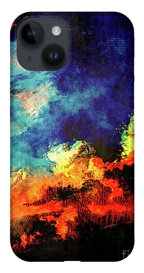 Sunset iPhone 14 Case featuring the digital art Sunset Clouds by Phil Perkins