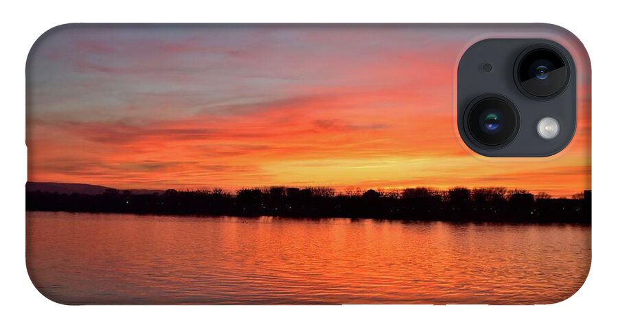 Nature iPhone Case featuring the photograph Sunset draped in vermilion over the river by Leonida Arte