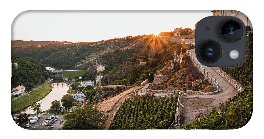 Znojmo iPhone 14 Case featuring the photograph Sunset in the city of Znojmo by Vaclav Sonnek