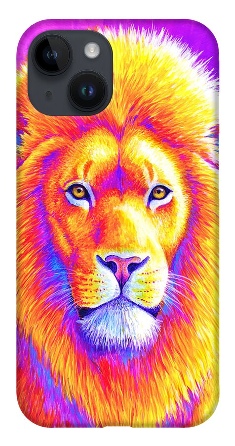 Lion iPhone Case featuring the painting Sunset on the Savanna - African Lion by Rebecca Wang