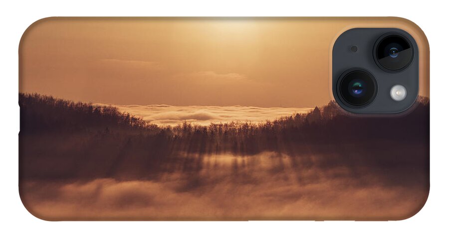 Palkovicke Hurky iPhone Case featuring the photograph Sunset over a sea of clouds by Vaclav Sonnek