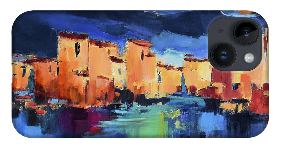 Cinque Terre iPhone 14 Case featuring the painting Sunset Over the Village by Elise Palmigiani