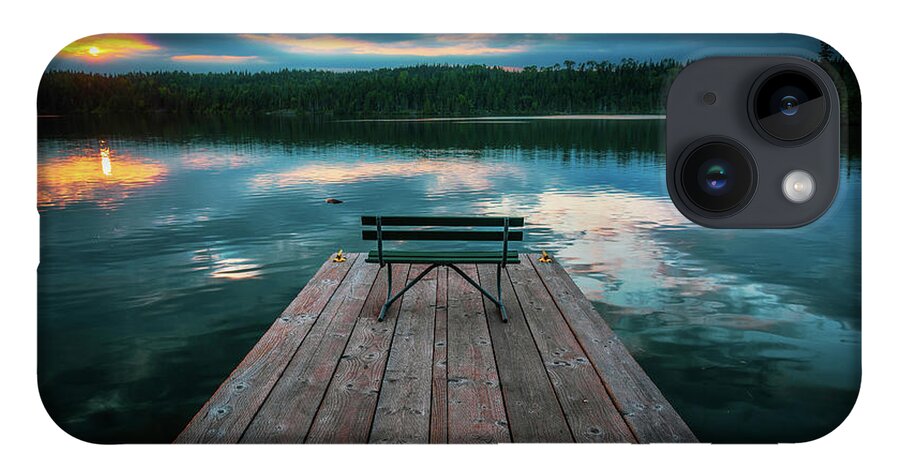 Sunset iPhone 14 Case featuring the photograph Sunset Seat On Tobin Harbor Isle Royale by Owen Weber