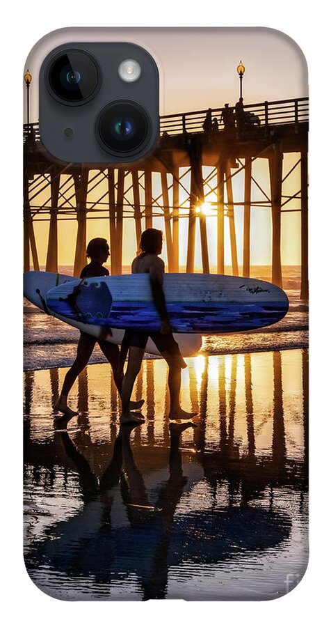 Beach iPhone 14 Case featuring the photograph Sunset Silhouette at Oceanside Pier by David Levin