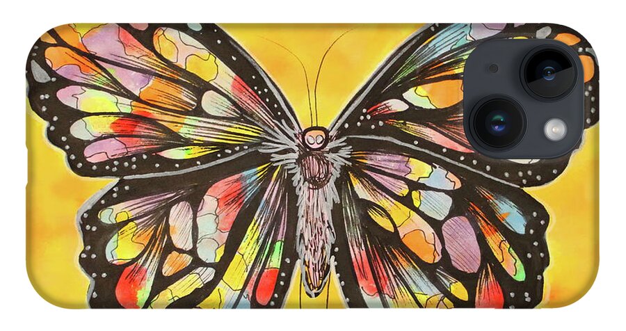 Butterfly iPhone Case featuring the painting Sunshine Flutter Suncatcher Butterfly by Kenneth Pope