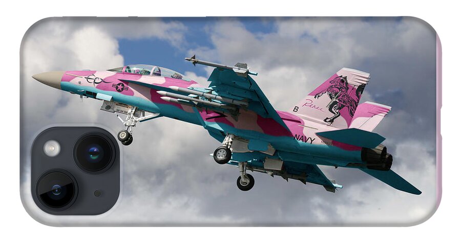 Boeing iPhone 14 Case featuring the digital art Super Hornet for the Ladies by Custom Aviation Art