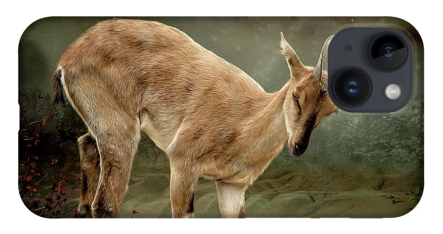 Goat iPhone 14 Case featuring the digital art Sure Footed by Maggy Pease