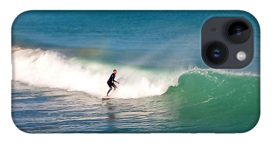 Surf iPhone 14 Case featuring the photograph Surfing Rainbows by Dani McEvoy