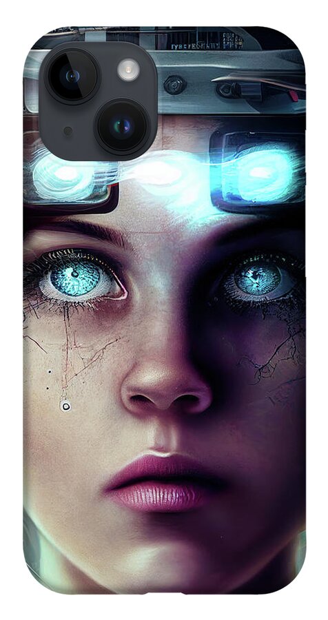 Woman iPhone 14 Case featuring the digital art Surreal Art 15 Mind Control Woman Portrait by Matthias Hauser