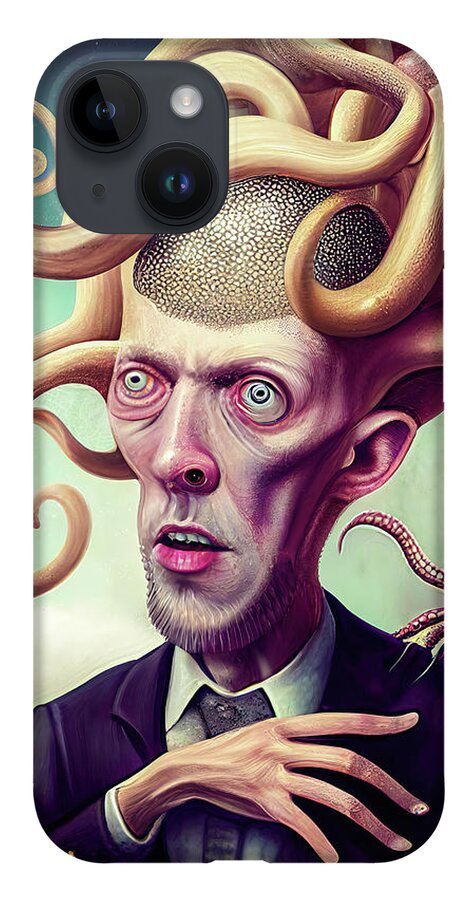 Octopus iPhone 14 Case featuring the digital art Surreal Hybrid Creature 03 Octopus and Human by Matthias Hauser