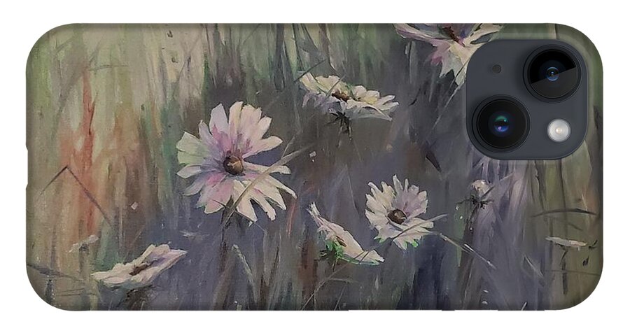 Landscape iPhone 14 Case featuring the painting Sweet Grass and Daisies by Sheila Romard