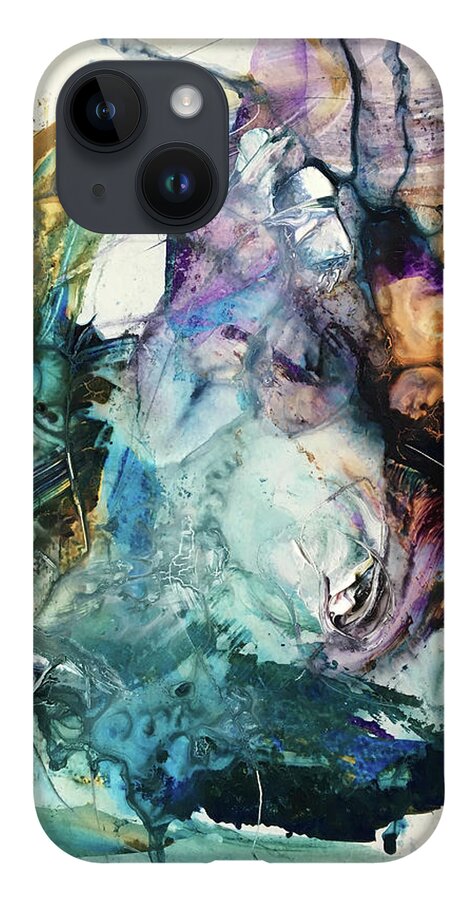 Abstract Art iPhone 14 Case featuring the painting Synaptic Betrayal by Rodney Frederickson