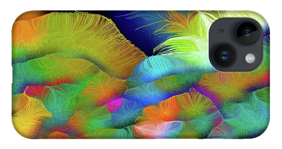 Silk-featherbrush Artstyle iPhone 14 Case featuring the painting Taking a Deep Breath between Rivers and Borders by Aberjhani