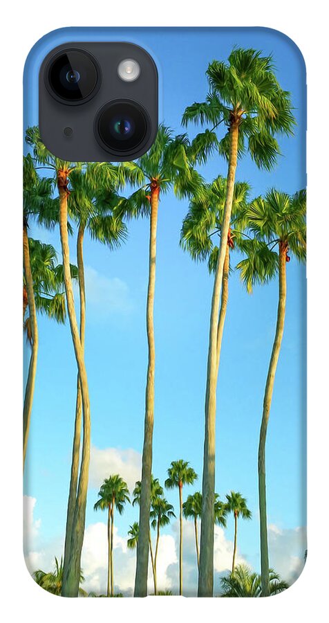 Palms iPhone 14 Case featuring the photograph Tall Palms Blue Sky by Laura Fasulo