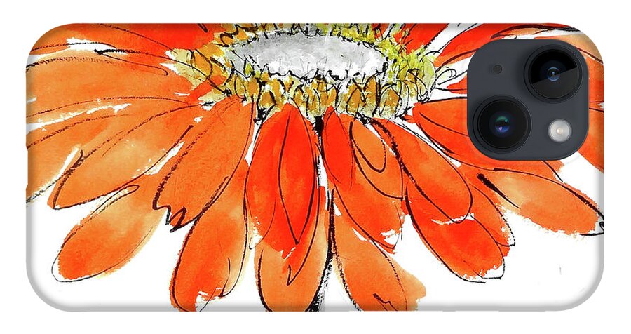 Original And Printed Watercolors iPhone 14 Case featuring the painting Tangerine Grey I by Chris Paschke