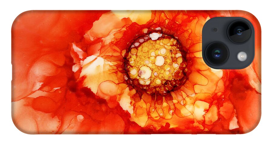 Tangerine Wild Rose iPhone 14 Case featuring the painting Tangerine Wild Rose by Daniela Easter