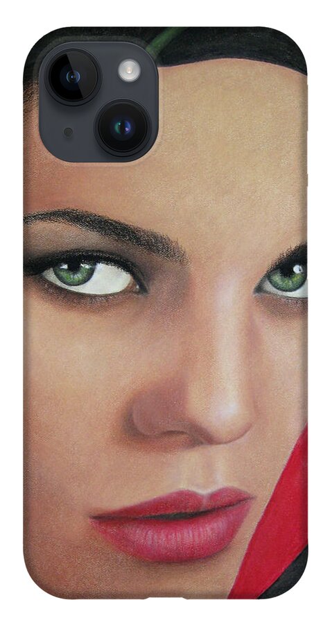 Woman iPhone 14 Case featuring the painting Temptation by Lynet McDonald
