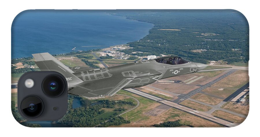 Lightning iPhone 14 Case featuring the digital art TF-35C Over Patuxent River by Custom Aviation Art