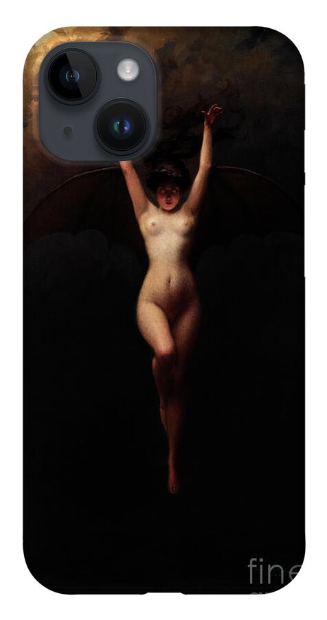 La Femme Chauve-souris iPhone Case featuring the painting The Bat Woman by Albert Joseph Penot Old Masters Classical Art Reproduction by Rolando Burbon